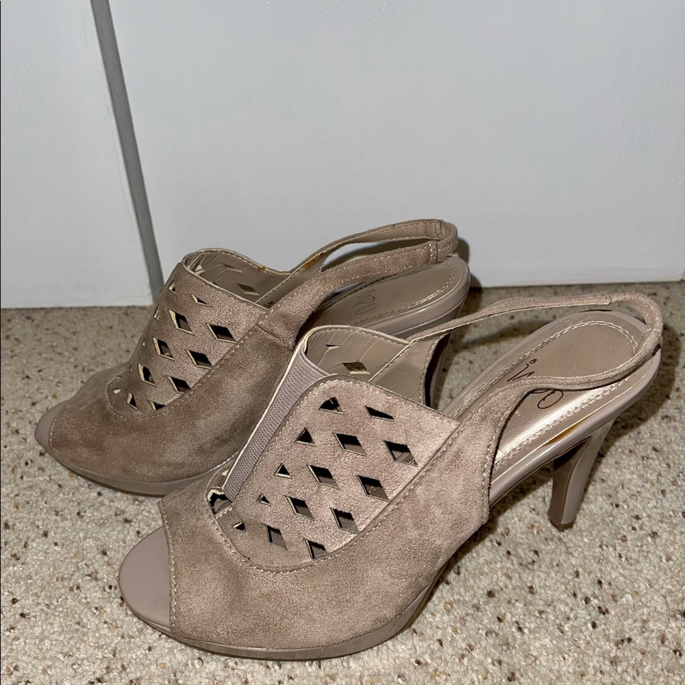 Suede Peep Toe Heels